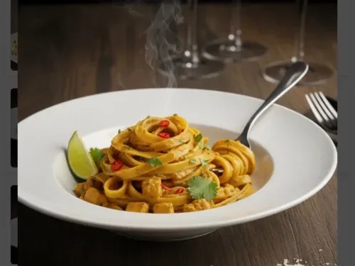 Köri Soslu Tavuklu Fettucine