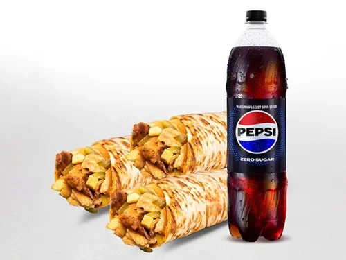 3'lü Tavuk Döner Medium Dürüm Menü