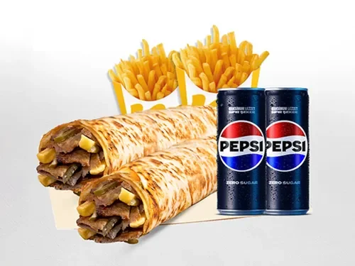 2'li Et Döner Large Dürüm (45 cm) Menü