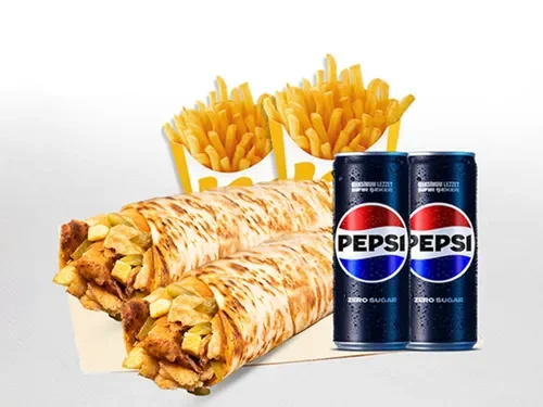 2'li Tavuk Döner Large Dürüm (45 cm) Menü