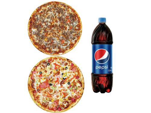 2'li Pizza (Büyük Boy) & İçecek (1 L)