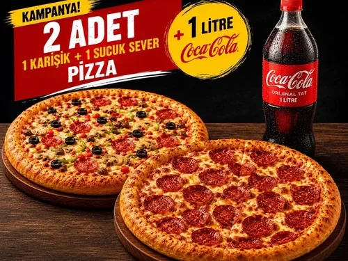 2 Adet Sucuk Sever Pizza & İçecek Menü