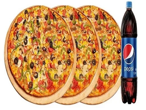 3 lü Büyük Boy Pizza Menü