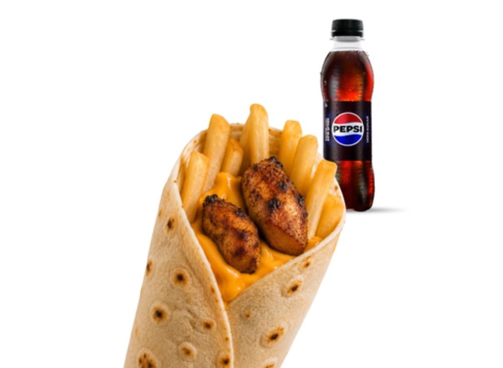 Cheddar Peynirli Tavuk Şiş Dürüm + Pepsi Max Menü