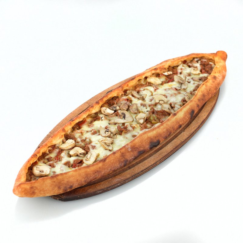 Kuşbaşılı Kaşarlı Mantarlı Pide