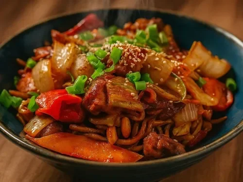Sebzeli Noodle Üstü Kung Pao Tavuk