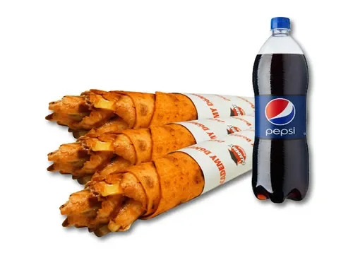 3'lü Tavuk Döner Jumbo Dürüm (47 cm) Menü