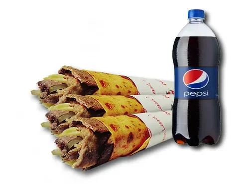 3'lü Et Döner Jumbo Dürüm (47 cm) Menü