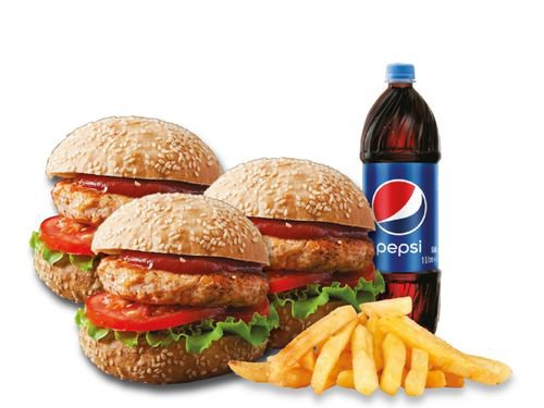 3'lü Tavuk Burger Menü