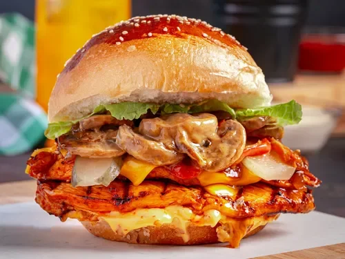 Mushroom Chicken Burger